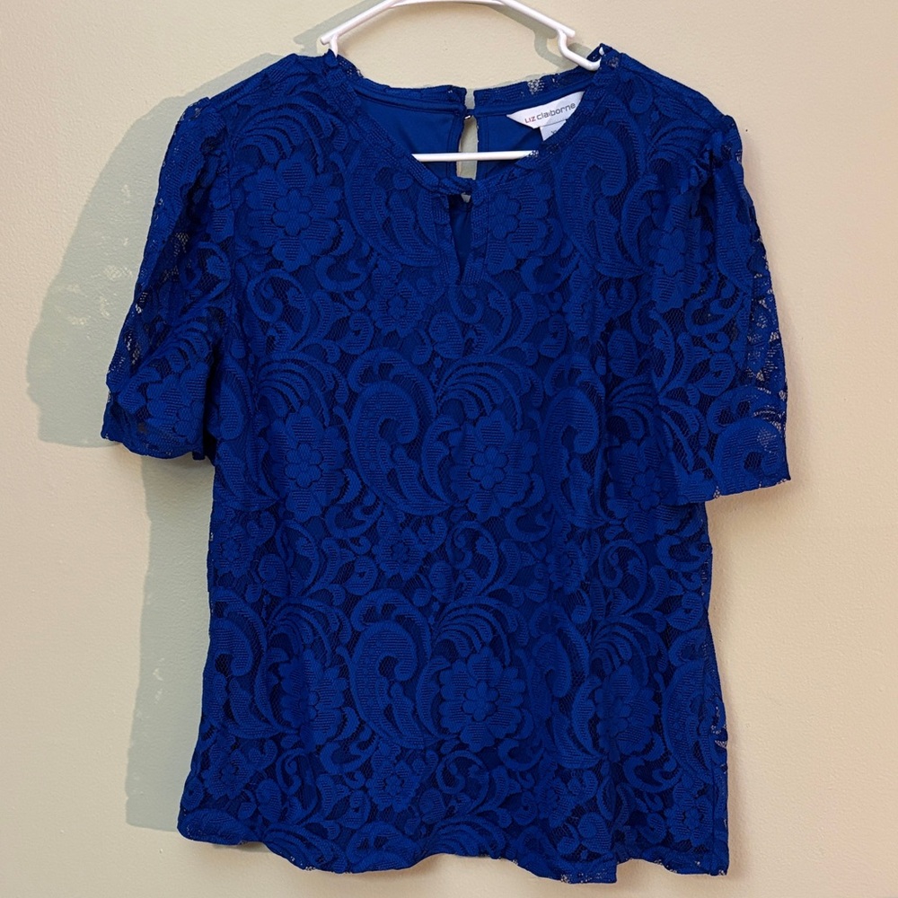 Liz Claiborne Royal Blue Lace Blouse